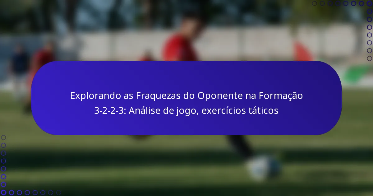 Explorando as Fraquezas do Oponente na Formação 3-2-2-3: Análise de jogo, exercícios táticos